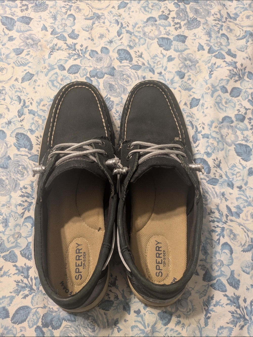 Sperry Women's Navy and Silver Leather Boat Shoes